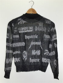 【中古】HYSTERIC GLAMOUR◆長袖カットソー/FREE/レーヨン/BLK/総柄/01173NS07/METAL総柄ジャカードプルオー【レディースウェア】