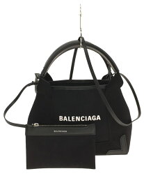 【中古】BALENCIAGA◆ネイビーカバスXS/ショルダーバッグ/キャンバス/BLK/390346・1000・U・002123【バッグ】