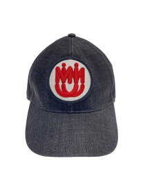 【中古】MIU MIU◆round logo patch Baseball Cap/キャップ/FREE/コットン/BLK/レディース【服飾雑貨他】