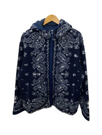 【中古】ELEPHANT BRAND/フリースジャケット/--/ポリエステル/NVY/総柄/EBAT1210601【メンズウェア】