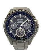 【中古】CITIZEN◆ソーラー腕時計/アナログ/チタン/BLK/SLV/F900-T021531【服飾雑貨他】