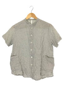 【中古】NATURAL LAUNDRY◆半袖ブラウス/2/コットン/WHT/チェック/7232-018【レディースウェア】