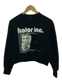 【中古】kolor◆カラー/ロゴスウェットシャツ/まねきねこ/1/コットン/ブラック/23AW【レディースウェア】