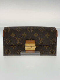 【中古】LOUIS VUITTON◆ポルト・フォイユ・エリゼ_モノグラム・キャンバス_BRW_キャメル/PVC/BRW/レディース【服飾雑貨他】