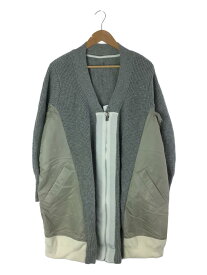 【中古】sacai◆ブルゾン/2/ウール/グレー/17-0346/6/ニットドッキングMA-1/穴有【レディースウェア】