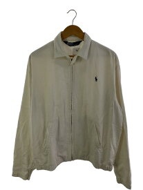 【中古】POLO RALPH LAUREN◆ハリトンジャケット/フライトジャケット/M/コットン/ホワイト/無地/三角タグ【メンズウェア】