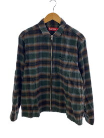【中古】Supreme◆長袖シャツ/M/コットン/GRN/チェック/24SS/shadow plaid flannel zip up shi【メンズウェア】