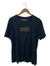 【中古】FENDI◆ズッカボックスロゴ/Tシャツ/XL/コットン/BLK/FY0894【メンズウェア】