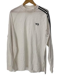 【中古】Y-3◆長袖Tシャツ/M/コットン/WHT/プリント/IA1421/襟ヨレ有【メンズウェア】