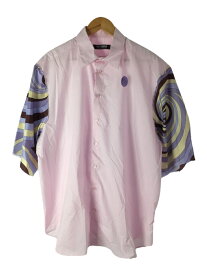 【中古】RAF SIMONS◆21SS Boxy shirt with short printed sleeve半袖シャツ/50/コットン/PNK【スポーツ】