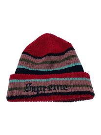 【中古】Supreme◆Bright Stripe Beanie/ニットキャップ/FREE/アルパカ/レッド/ストライプ/メンズ【服飾雑貨他】