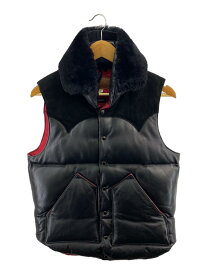 【中古】Rocky Mountain Featherbed◆Lyeden 別注/オールレザーダウンベスト/38/牛革/BLK【メンズウェア】