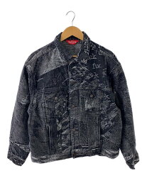 【中古】Supreme◆Archive Denim Jacquard Trucker Jacket/Gジャン/M/コットン/BLK/総柄【メンズウェア】