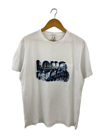 【中古】Engineered Garments◆charcoal/別注 Long Island City Print T Tシャツ/L/コットン/WHT/無地【メンズウェア】