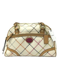 【中古】COACH◆ハンドバッグ/--/WHT/チェック【バッグ】