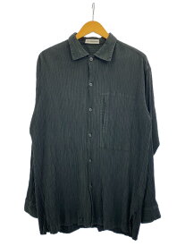 【中古】ISSEY MIYAKE MEN◆プリーツシャツ/長袖シャツ/M/コットン/BLK/ME93-FJ26【メンズウェア】