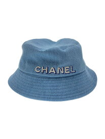 【中古】CHANEL◆22SS/スパンコールロゴデニムバケットハット/L/デニム/IDG/レディース【服飾雑貨他】