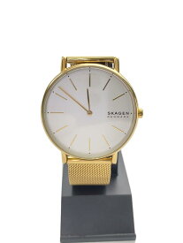 【中古】SKAGEN◆クォーツ腕時計/アナログ/WHT/GLD//【服飾雑貨他】