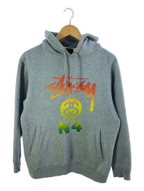 【中古】STUSSY◆パーカー/S/コットン/GRY/プリント【メンズウェア】