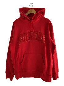 【中古】Supreme◆17FW/Patent/Chenille Arc Logo Hooded Sweatshirt/L/コットン/レッド【メンズウェア】