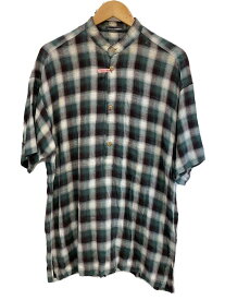 【中古】ISSEY MIYAKE MEN◆半袖シャツ/M/レーヨン/GRN/チェック//【メンズウェア】