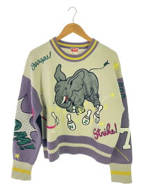 【中古】KENZO◆BOWLING ELEPHANT JUMPER/刺繍ニット/セーター(厚手)/S/コットン/マルチカラー【メンズウェア】