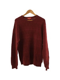 【中古】Supreme◆セーター/M/コットン/ボルドー/14SS/Cotton Jacquard Sweater/ジャガード【メンズウェア】