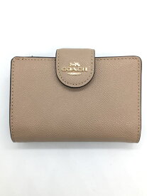 【中古】COACH◆財布/レザー/BEG/レディース/コーチ【服飾雑貨他】