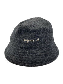 【中古】agnes b.◆バケットハット/--/ウール/GRY/無地/メンズ【服飾雑貨他】