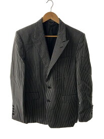 【中古】JOHN LAWRENCE SULLIVAN◆2B PEAKED LAPEL JACKET/テーラードジャケット/48/グレー/ストライプ【メンズウェア】