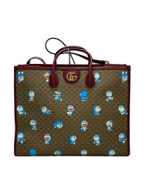 【中古】GUCCI◆GGマーモント/トートバッグ/ドラえもん/PVC/ブラウン/総柄/653952【バッグ】