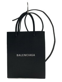 【中古】BALENCIAGA◆Large Shopping Bag/2wayショルダーバッグ/レザー/BLK【バッグ】