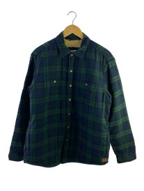 【中古】L.L.Bean◆裏ボアチェックジャケット/シャツジャケット/ブルゾン/M/ウール/GRN/チェック【メンズウェア】