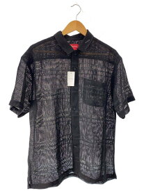 【中古】Supreme◆半袖シャツ/M/ポリエステル/BLK/無地/mesh stripe S/S shirt//【メンズウェア】