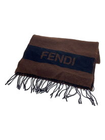 【中古】FENDI◆フェンディ/マフラー/ウール/ブラウン/無地/フリンジ付【服飾雑貨他】