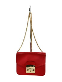 【中古】FURLA◆メトロポリスチェーンショルダー/レザー/RED/無地/227556【バッグ】