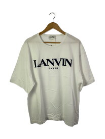 【中古】LANVIN◆Tシャツ/XL/コットン/WHT/JR54-P21/EMBROIDERED TEE【メンズウェア】