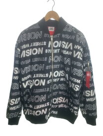 【中古】VISION STREET WEAR◆ジャケット/FREE/ポリエステル/BLK/ブラック/総柄【メンズウェア】