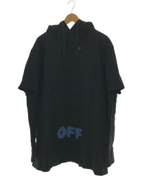 【中古】OFF-WHITE◆レイヤード パーカー/OMBB042F1819203/フーディー/L/コットン/BLK【メンズウェア】