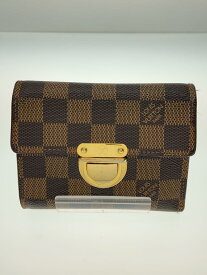 【中古】LOUIS VUITTON◆ポルト・フォイユ・コアラ_ダミエ・エベヌ_BRW/PVC/BRW/レディース【服飾雑貨他】