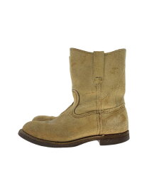 【中古】RED WING◆ペコスブーツ・ペコスブーツ/アイボリー/スウェード【シューズ】