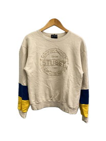 【中古】STUSSY◆スウェット/M/コットン/BEG/刺繍ロゴ【レディースウェア】