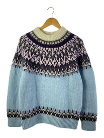 【中古】Yonetomi◆IENA別注モヘヤ混ノルディックニット・セーター(厚手)/2/ブルー/95-224-042【レディースウェア】