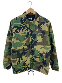 【中古】STUSSY◆CAMO CRUIZE COACH JACKET/S/ポリエステル/KHK/カモフラ/115402【メンズウェア】