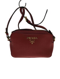 【中古】PRADA◆VITELLO DAINO/ショルダーバッグ/レザー/RED【バッグ】