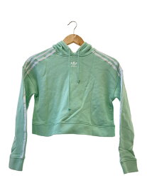 【中古】adidas◆パーカー/CROPPED HOODIE/S/コットン/グリーン/緑/dh3131【レディースウェア】