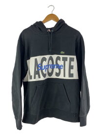 【中古】Supreme◆LACOSTE Logo Panel Hooded Sweatshirt/パーカー/L/コットン/BLK【メンズウェア】