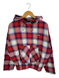 【中古】STUSSY◆オンブレチェックプルオーバーパーカー/S/--/RED/オンブレCK【レディースウェア】