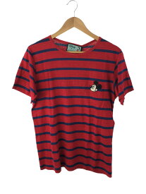 【中古】GUCCI◆×Disney/Tシャツ/L/コットン/RED/ボーダー/598971【メンズウェア】