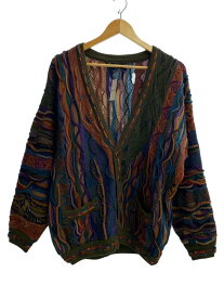 【中古】Limnos knit sweater/90s/オーストラリア製/3Dカーディガン/M/ウール/マルチカラー【メンズウェア】